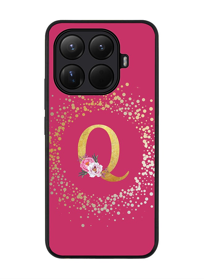 For Xiaomi 15T Pro Case,Slim fit Camera Protection, Shockproof Thin Phone cover  - Custom Monogram Floral - Q ( Deep Pink )